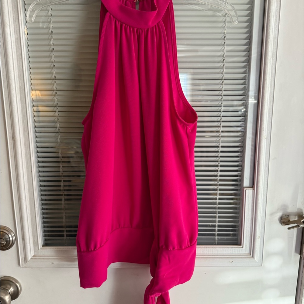 Trina Turk pink top high neck side tie waist worn once size XS